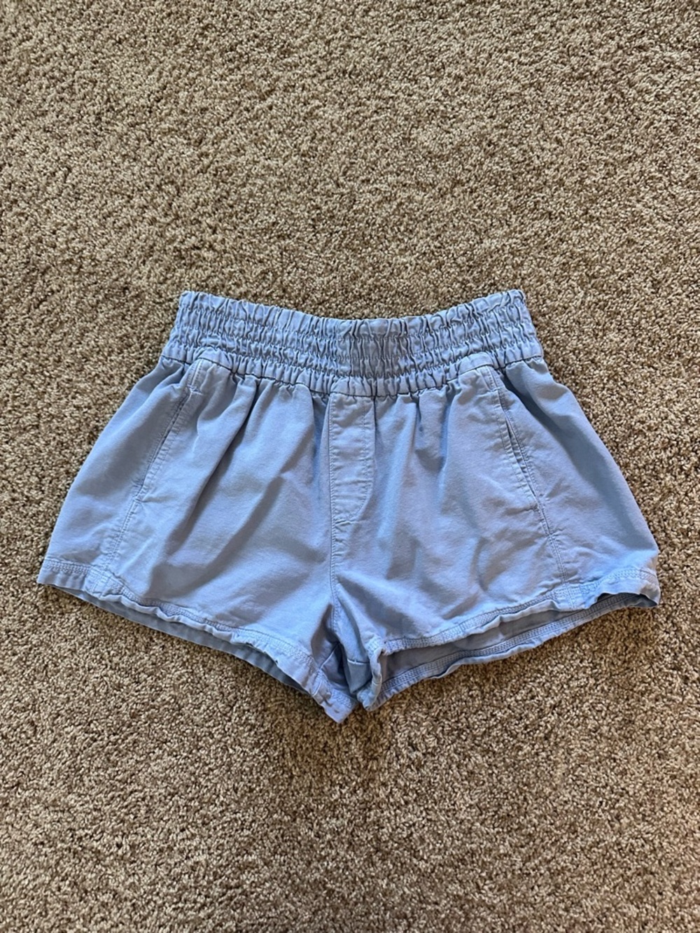 aerie Sky Blue Smocked High-Waist Casual Shorts